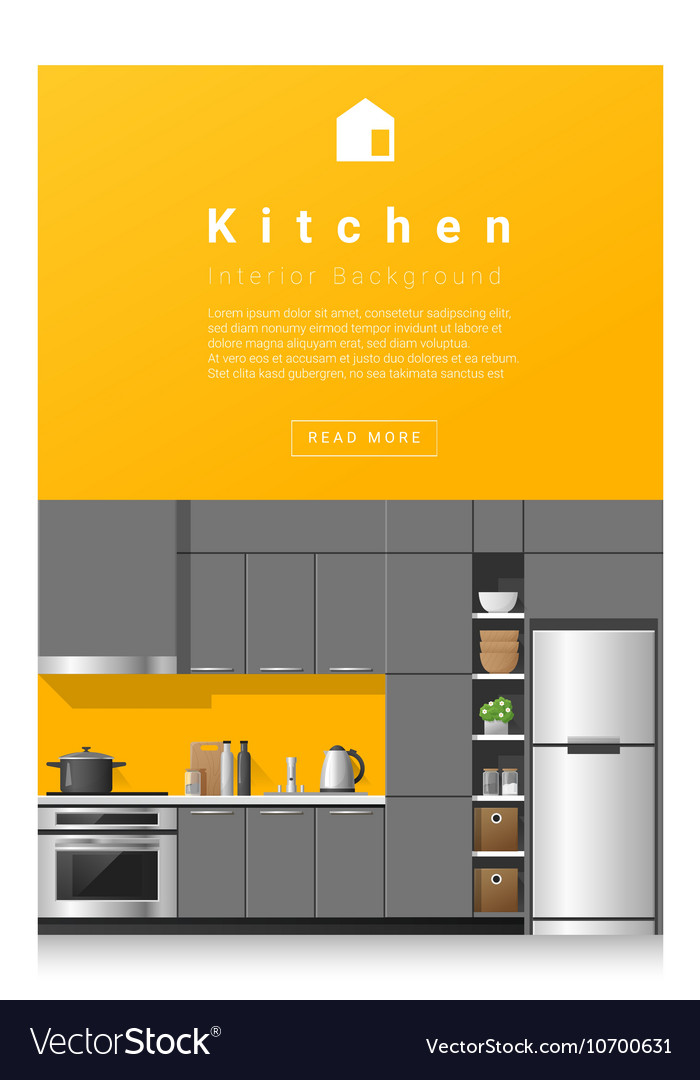 Interior design modern kitchen banner 5 Royalty Free Vector