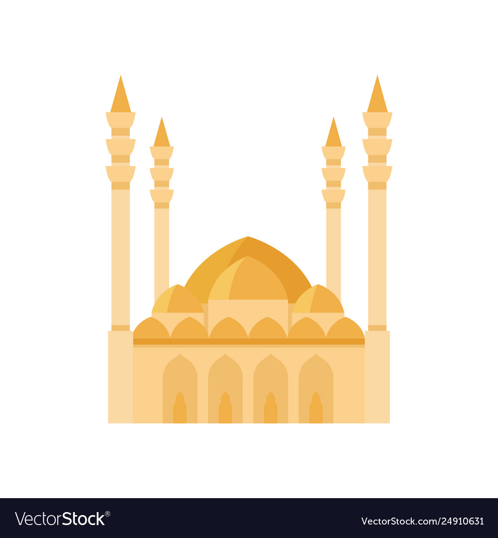 Mosque building yellow color Royalty Free Vector Image