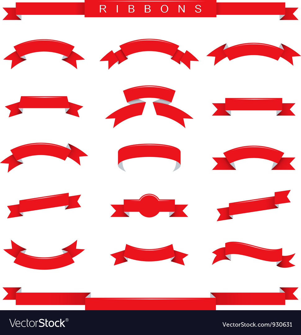 Red ribbons Royalty Free Vector Image - VectorStock