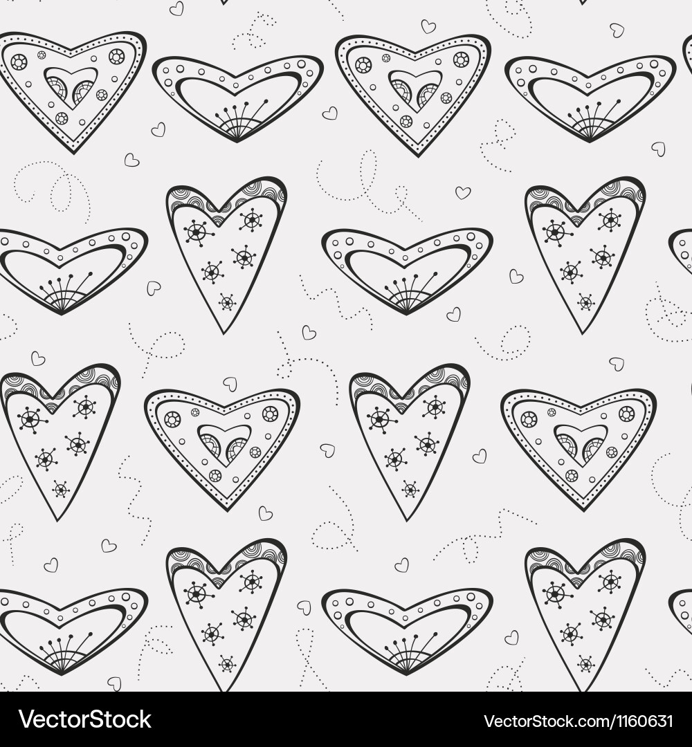 Seamless pattern with black hearts Royalty Free Vector Image