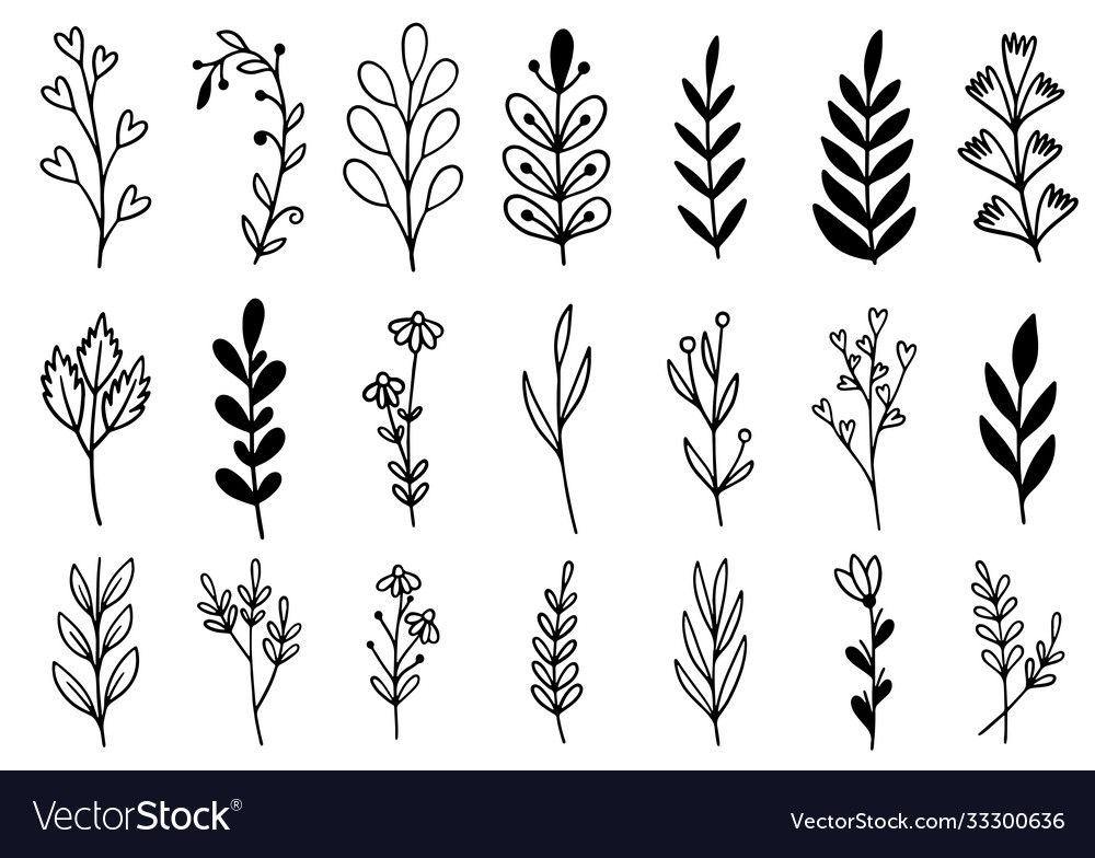 0187 hand drawn flowers doodle Royalty Free Vector Image