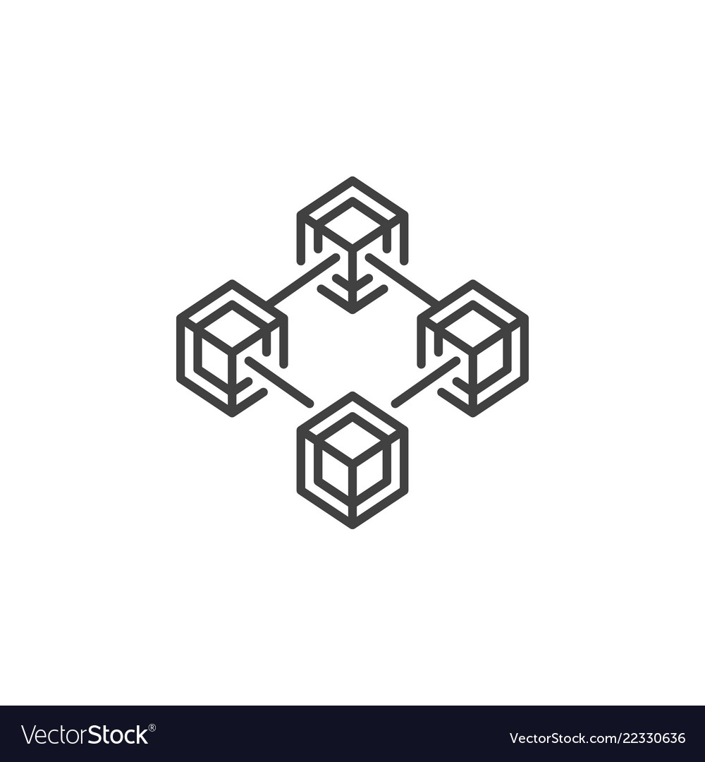 Blockchain technology outline concept icon