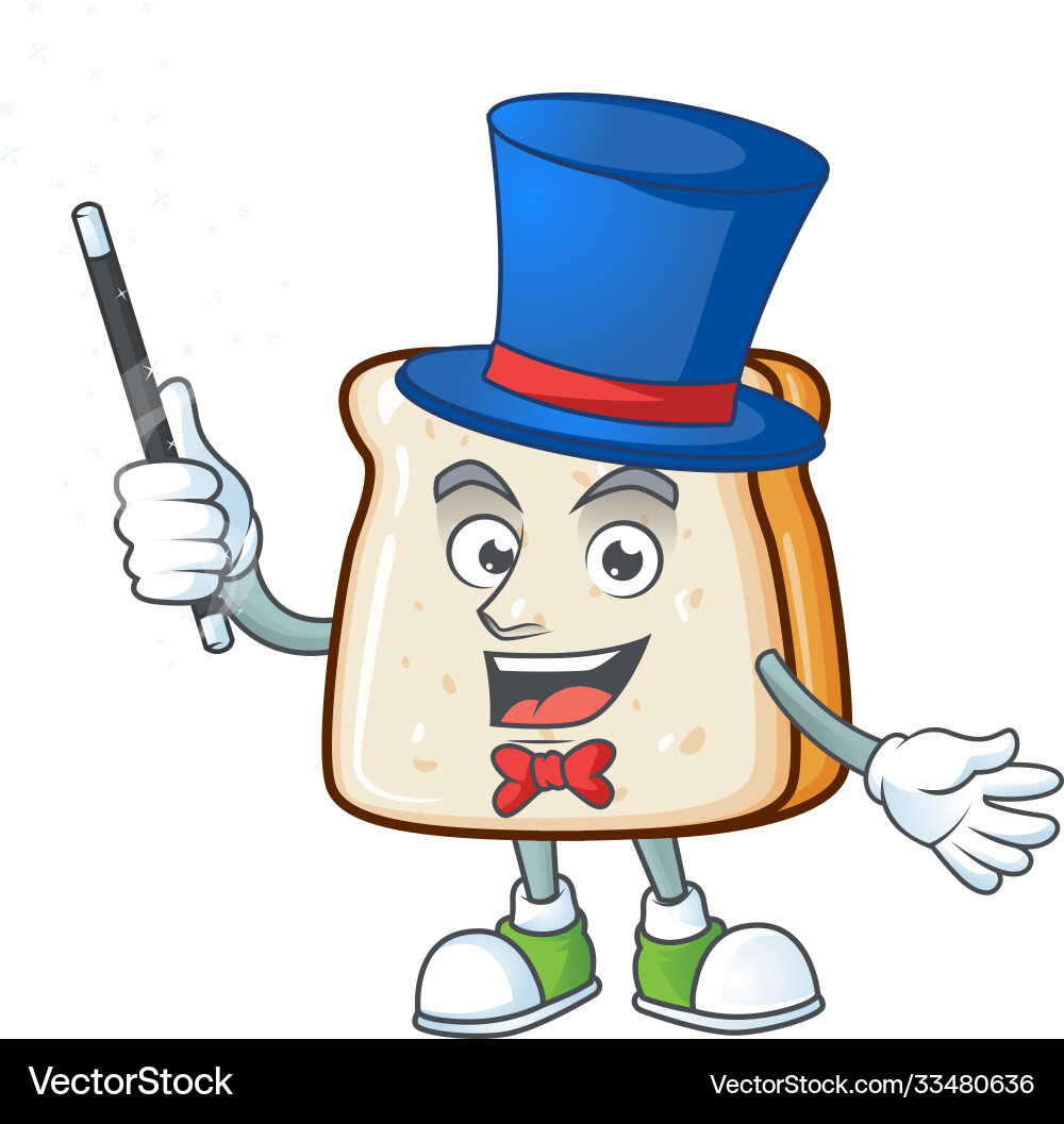 Charming slice bread performance as a magician Vector Image