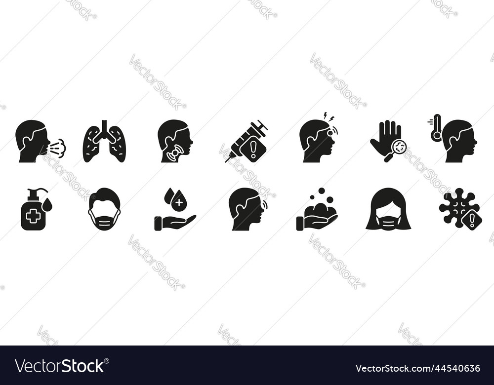 Coronavirus Epidemic Safety Silhouette Icon Set Vector Image