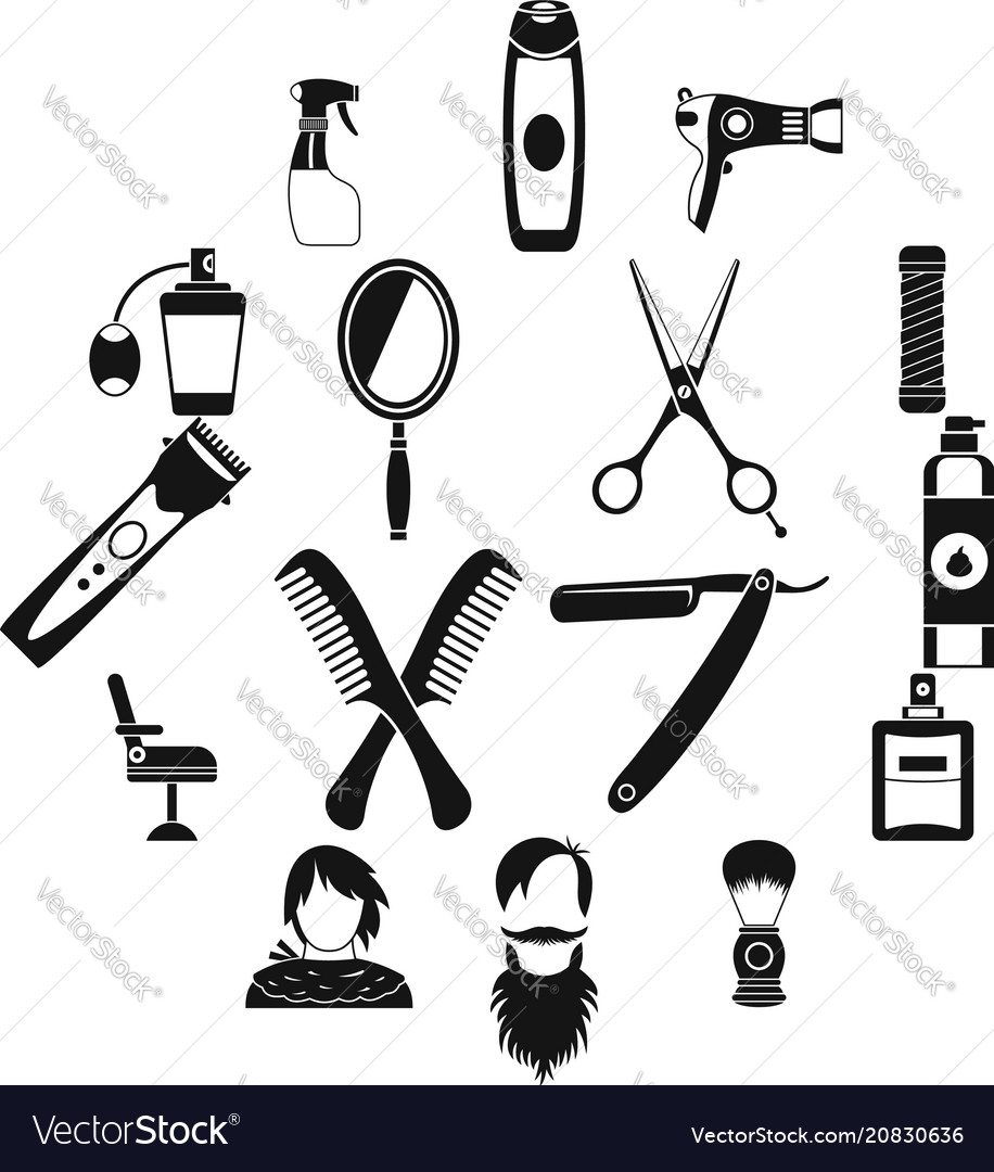 Hairdressing icons set simple style Royalty Free Vector