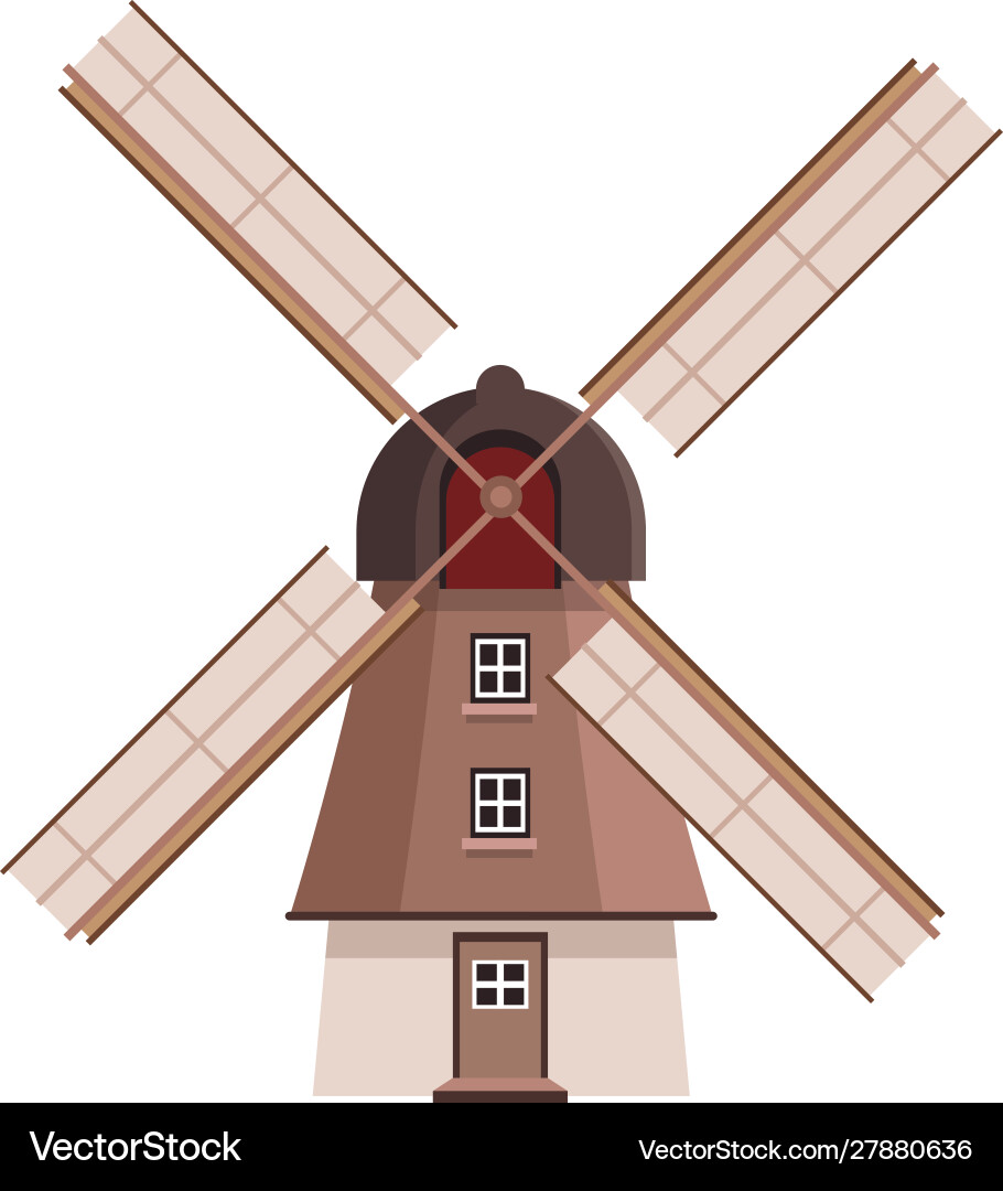 Windmill icon image flat design Royalty Free Vector Image