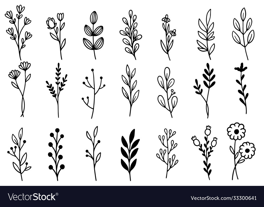 0192 hand drawn flowers doodle Royalty Free Vector Image