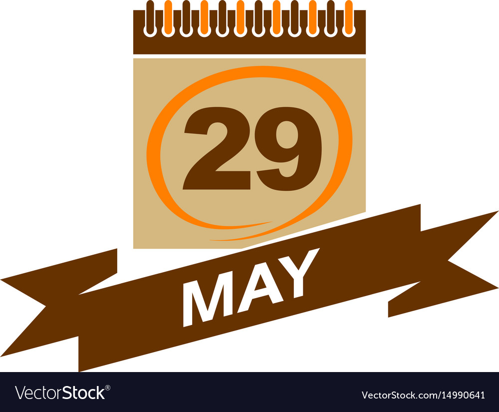 29 may calendar with ribbon Royalty Free Vector Image