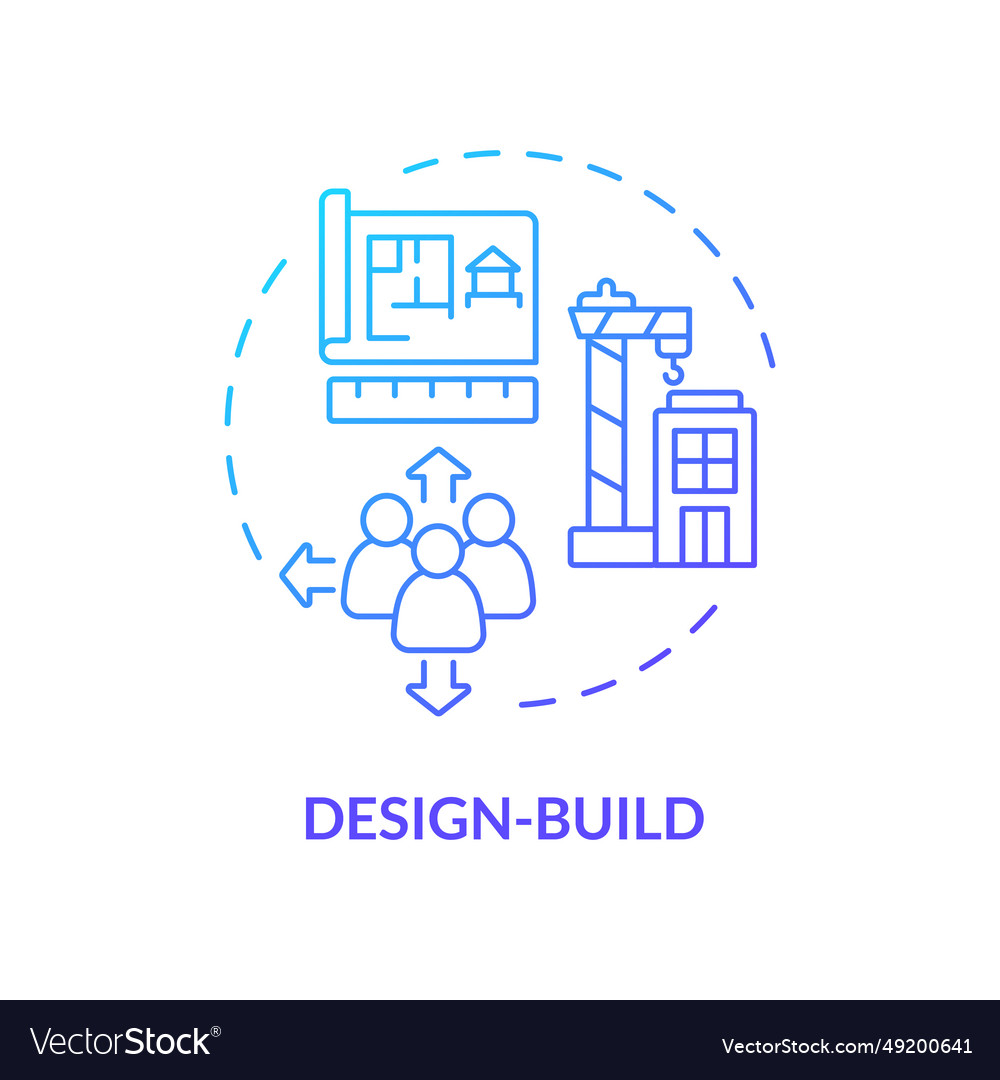 2d thin line gradient icon design build concept