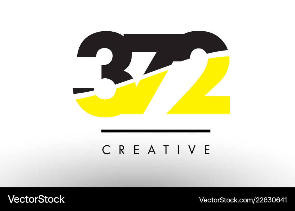 372 black and yellow number logo design Royalty Free Vector