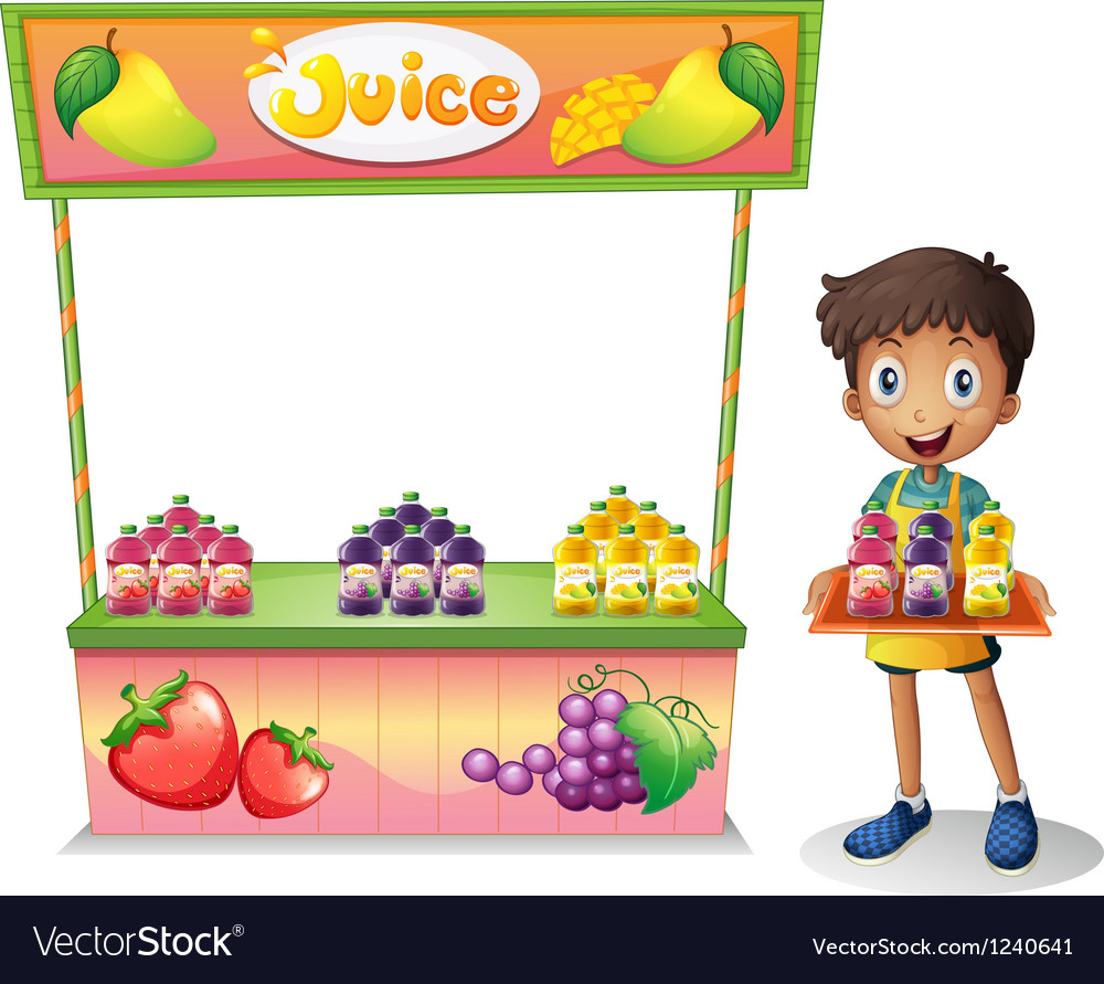 A boy selling fruit juices Royalty Free Vector Image