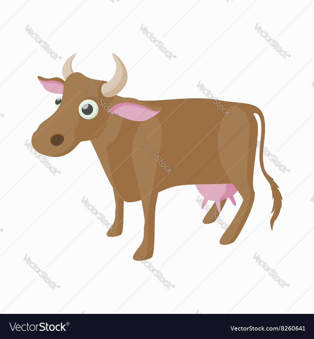 Brown cow icon cartoon style Royalty Free Vector Image Brown cow icon cartoon style Royalty Free Vector Image