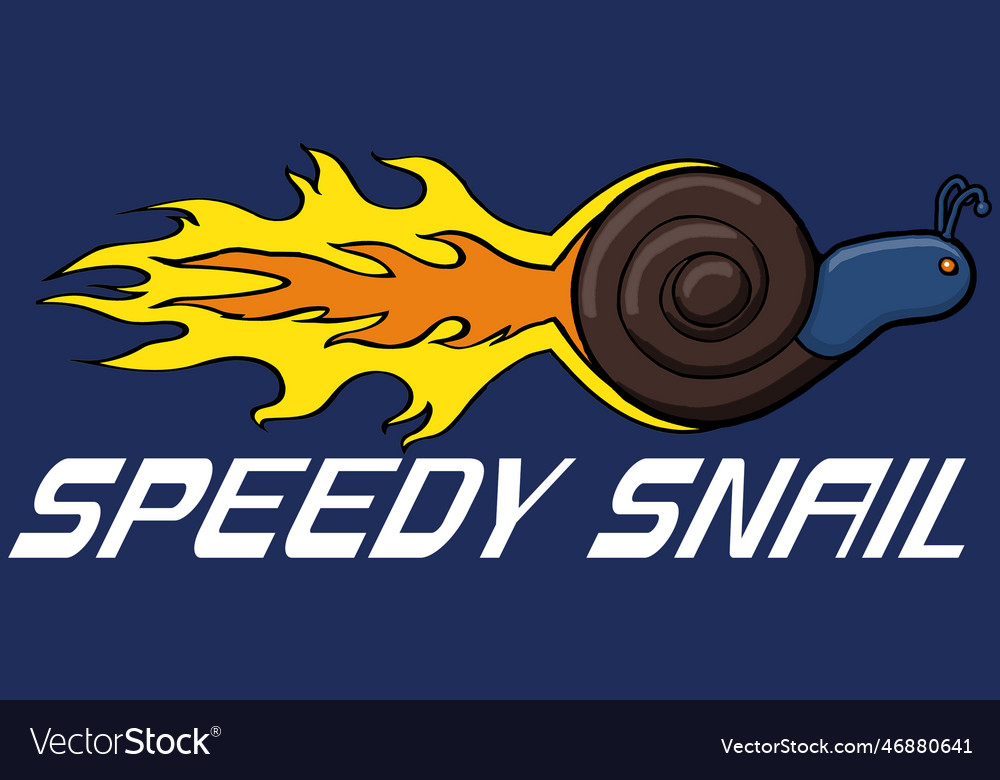 Funny cartoon snail with flames speedy snail Vector Image