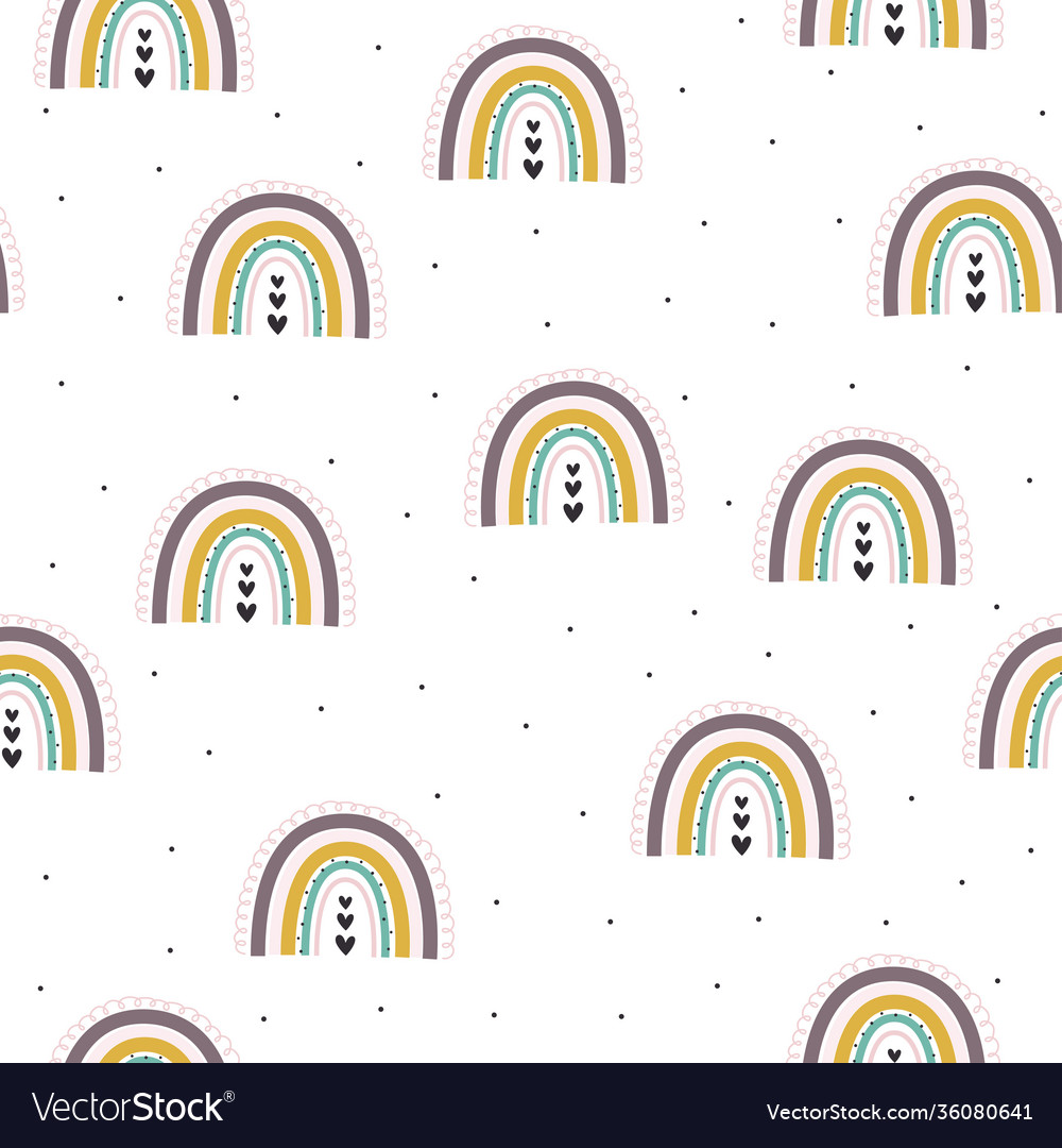 Seamless pattern with cute rainbow baby print Vector Image