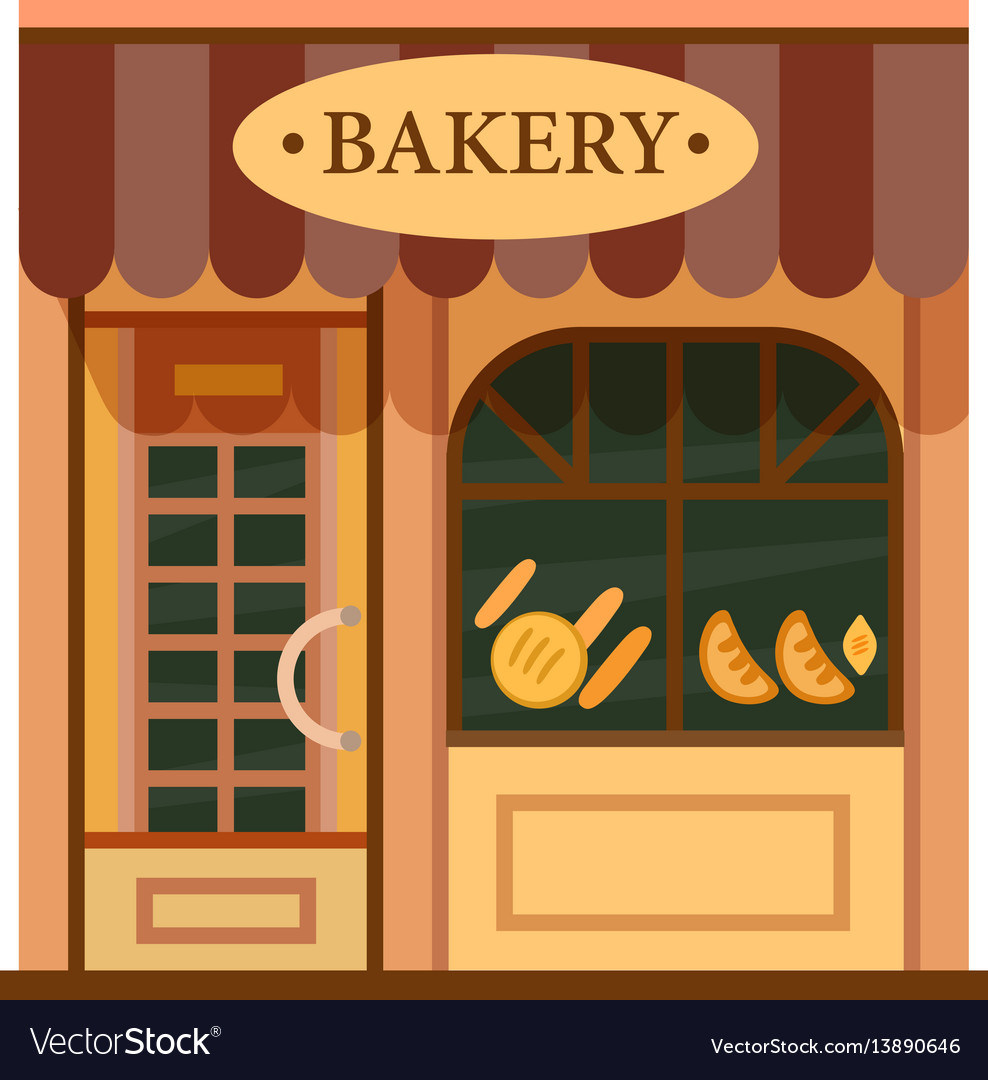 Bakery front view flat icon Royalty Free Vector Image