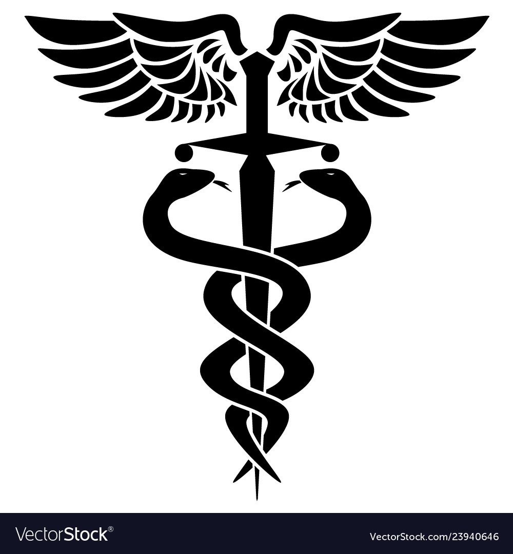 Caduceus Medical Symbol Two Snakes Sword Vector Image