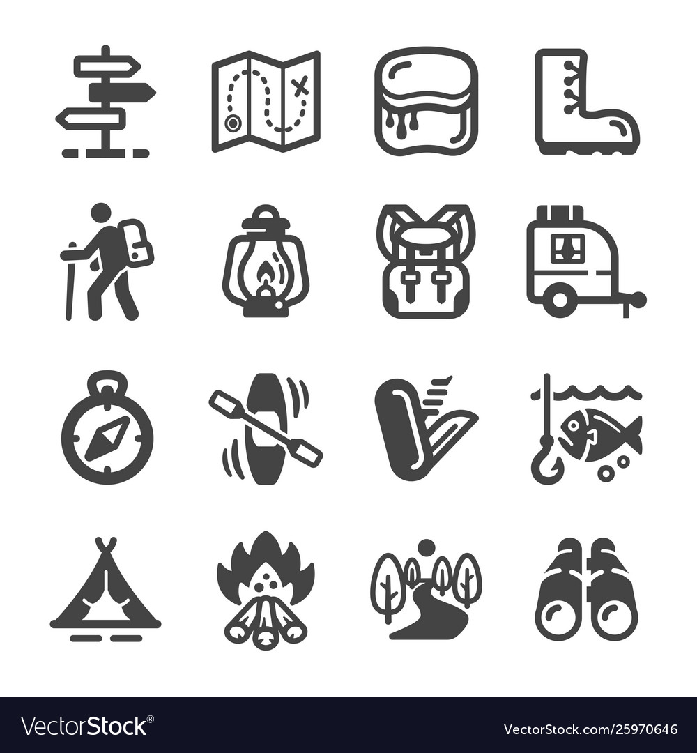 Camping icon set Royalty Free Vector Image - VectorStock