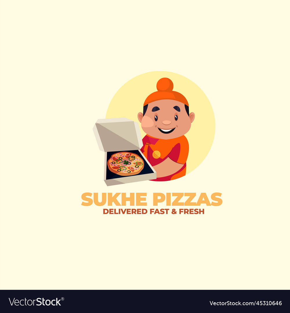 Pizzas delivered fast and fresh logo Royalty Free Vector