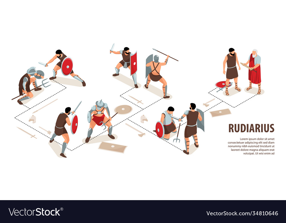 Rudiarius ancient rome infographics Royalty Free Vector