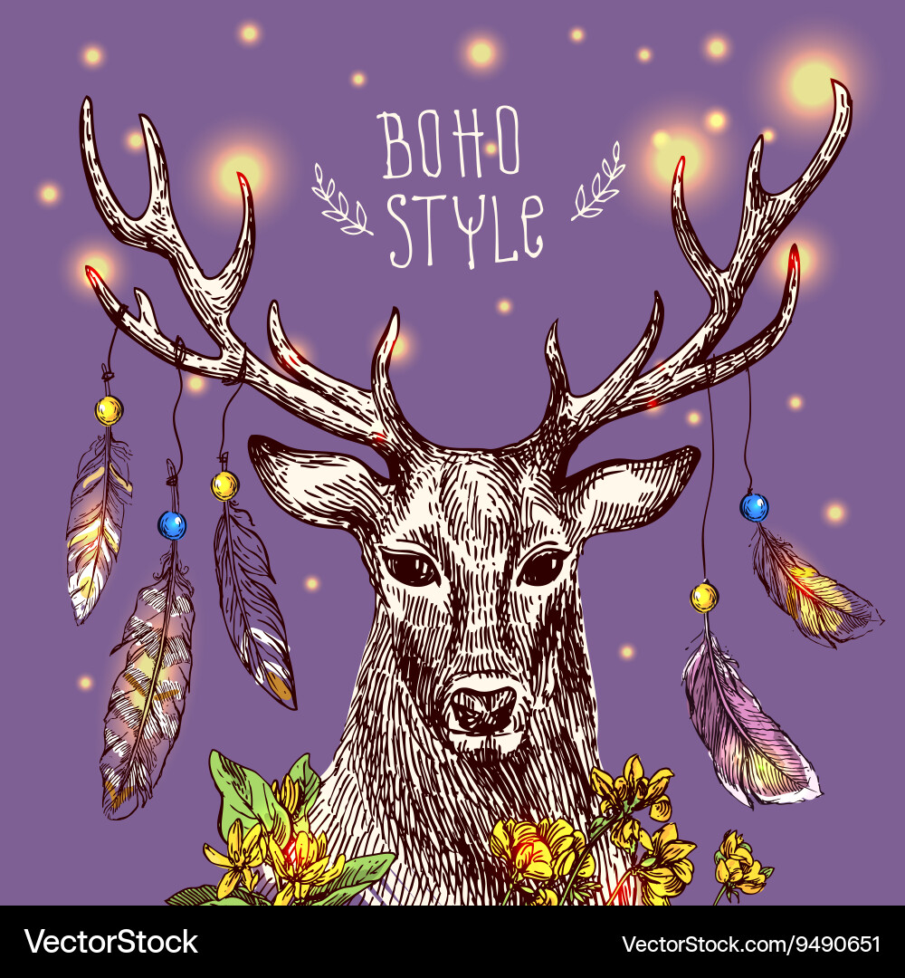 Hand drawn deer Royalty Free Vector Image - VectorStock