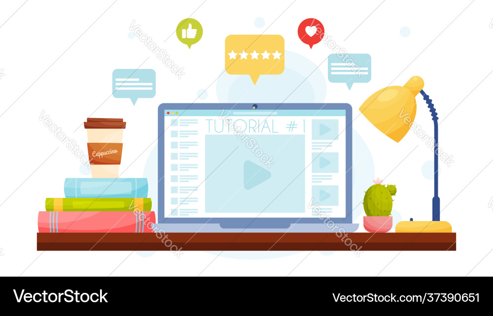 Online education video tutorials flat design Vector Image