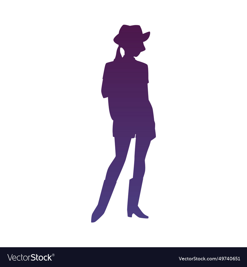 Silhouette of western cowgirl in hat Royalty Free Vector