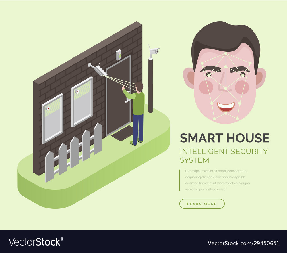 Smart house intelligent security system landing Vector Image