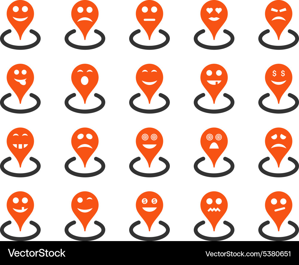 Smiled location icons Royalty Free Vector Image