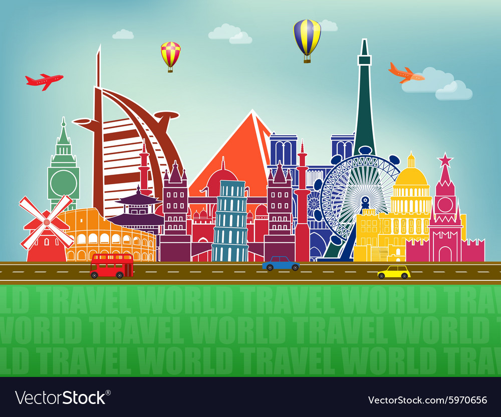 Famous world landmarks icons Royalty Free Vector Image