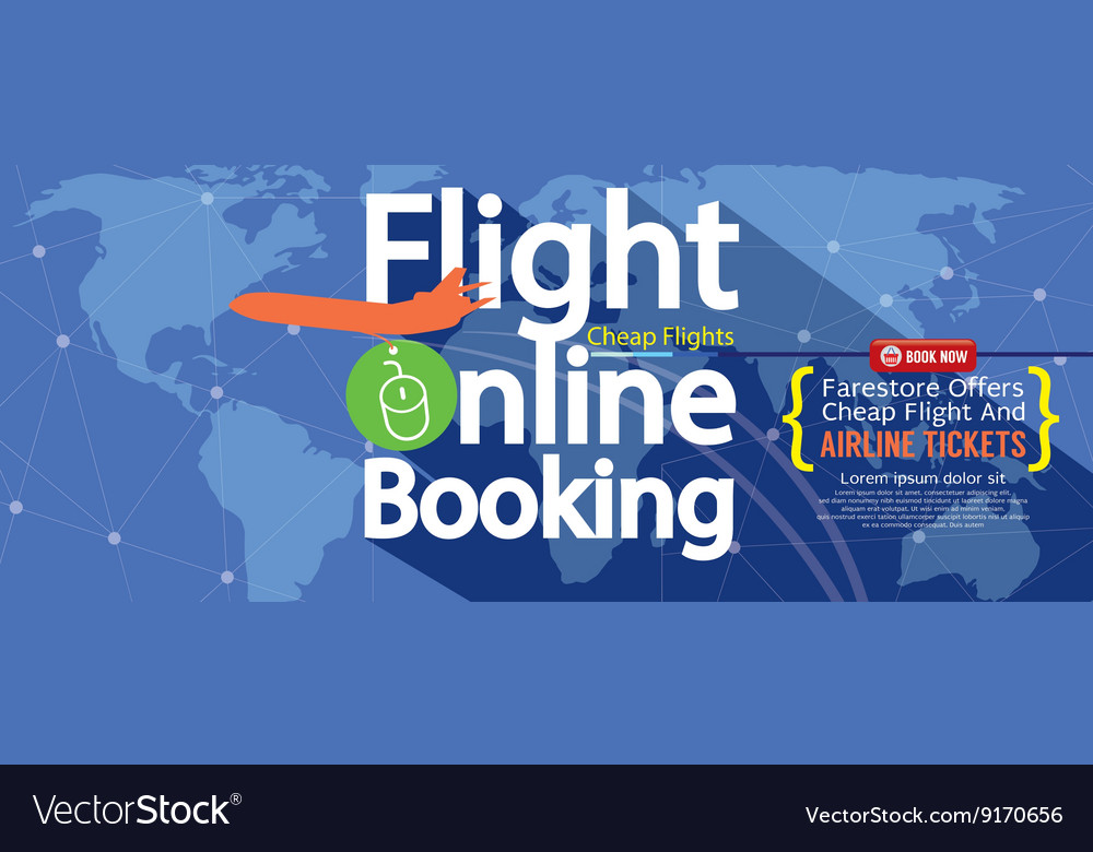Flight Online Booking For Sale 1500x600 Banner Vector Image