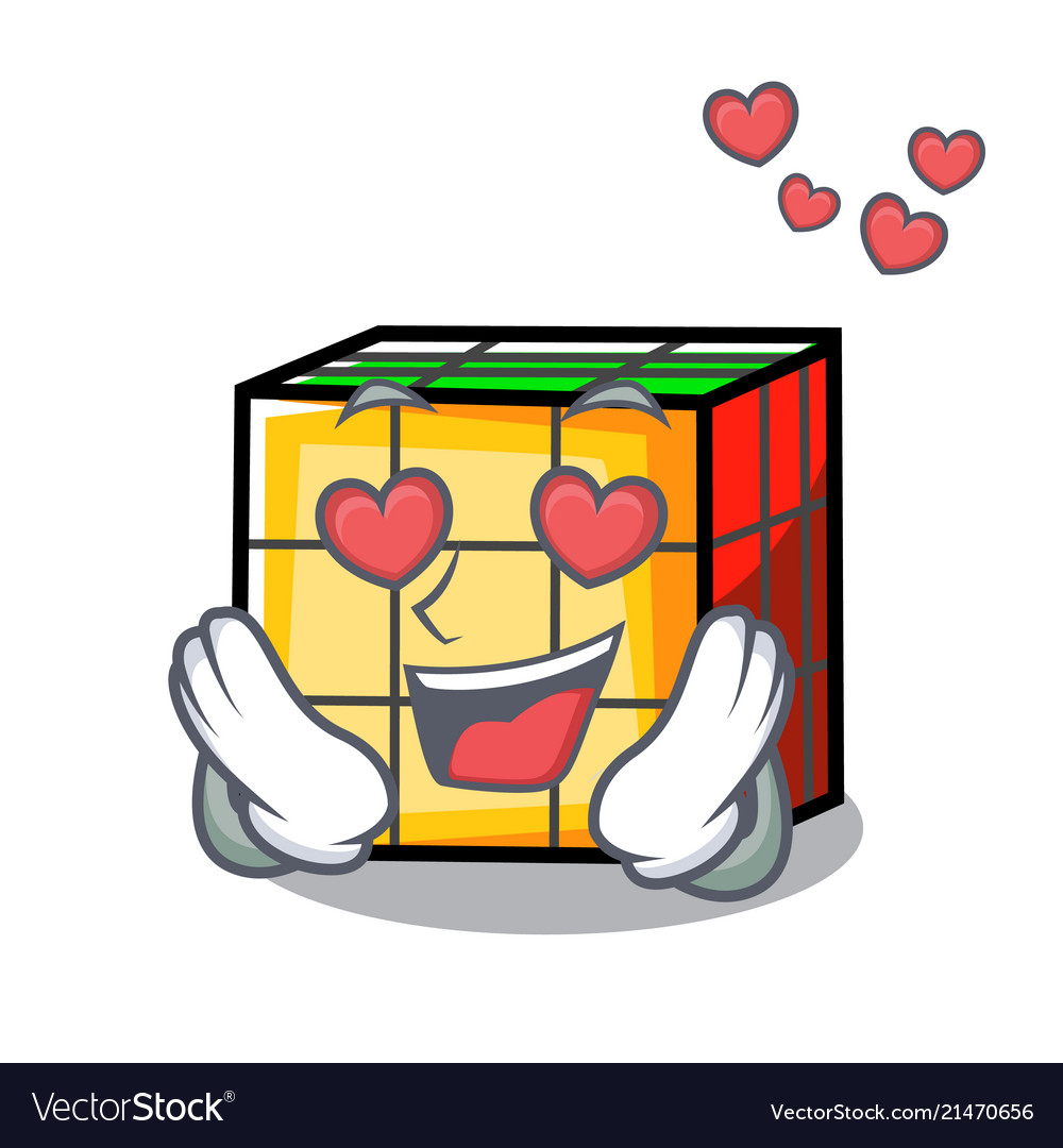 In love rubik cube mascot cartoon