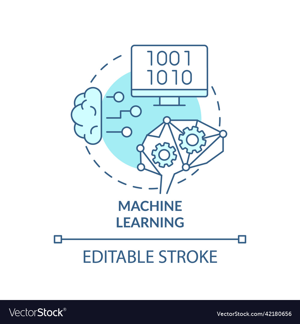 Machine learning turquoise concept icon Royalty Free Vector