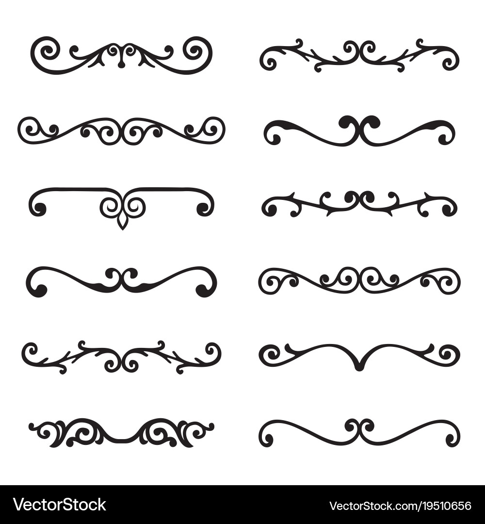 Set calligraphic design elements and page decor Vector Image