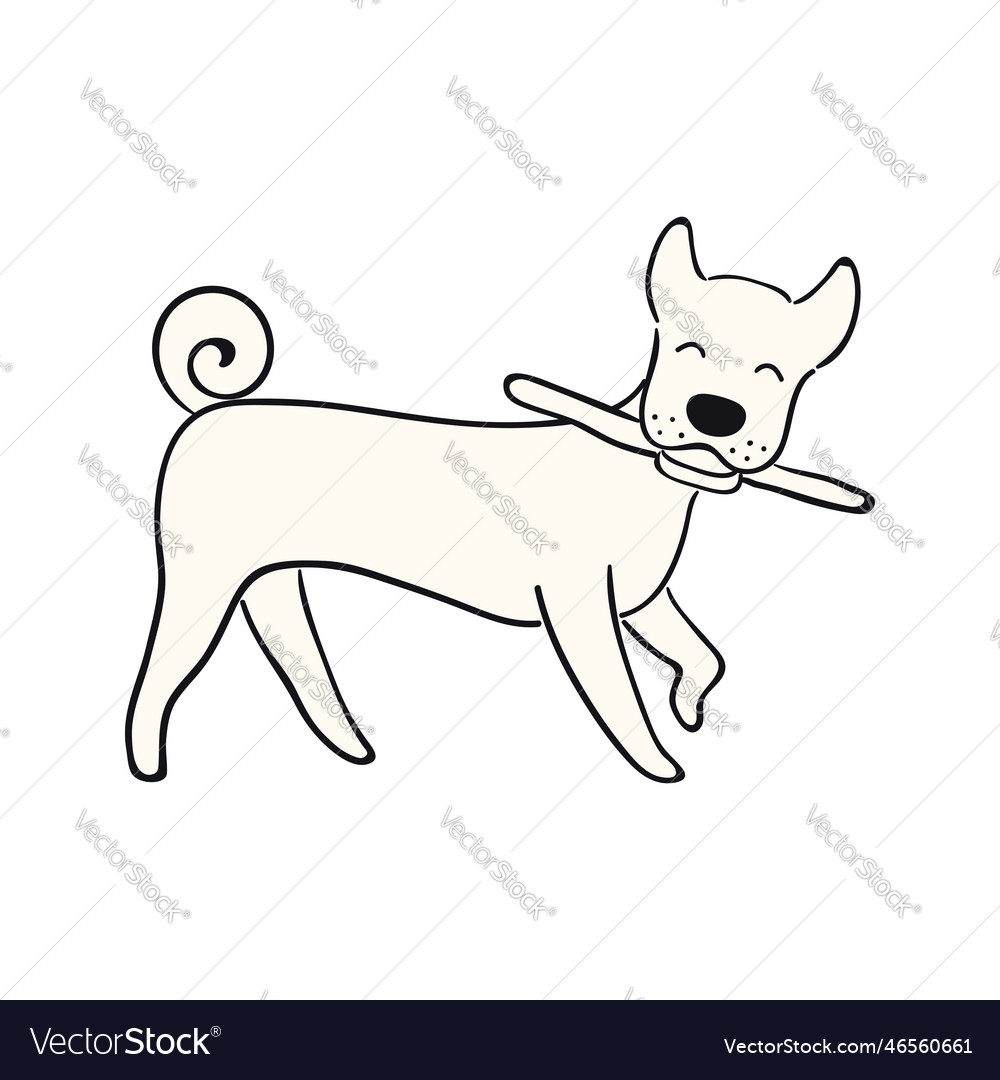 Cute Cartoon Dog Carrying Stick Royalty Free Vector Image