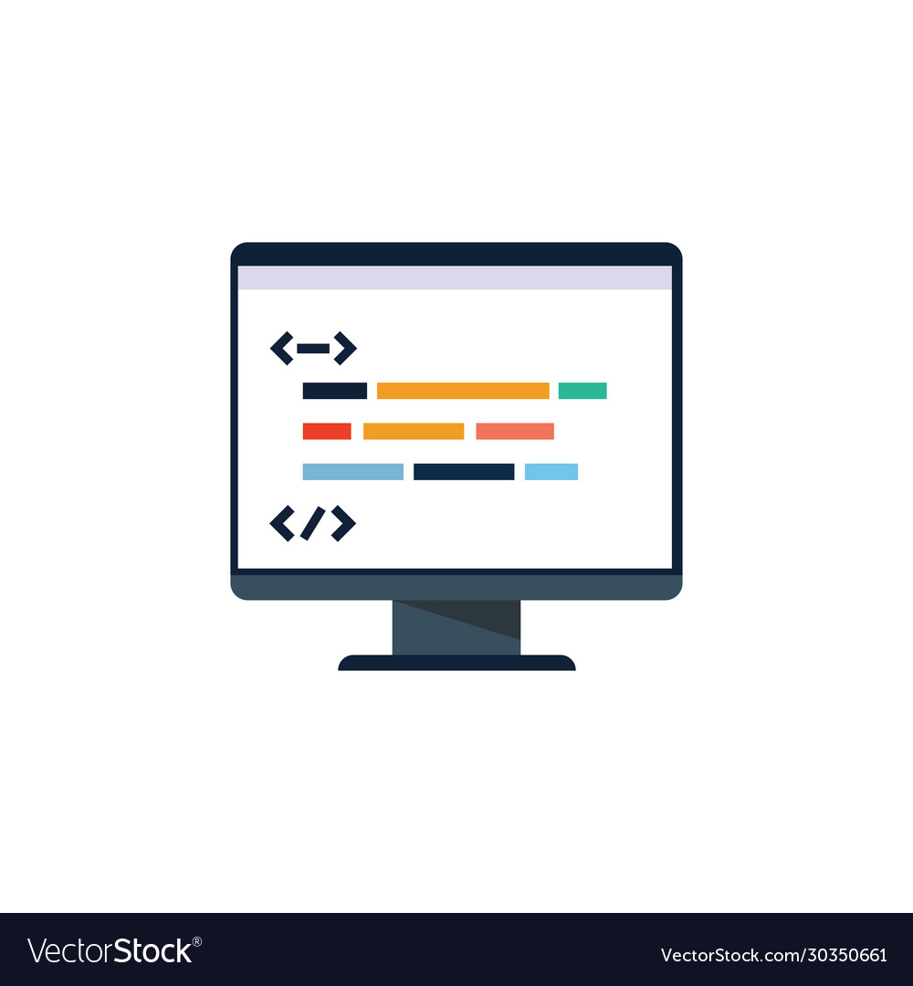 Desktop computer icon code pc stock isolated Vector Image