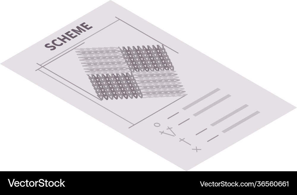 Knitting scheme isometric composition Royalty Free Vector