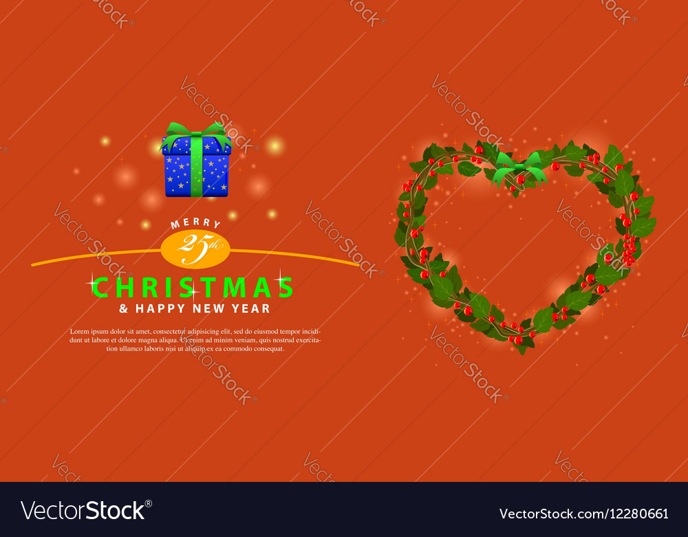 Red green wreath bouquet heart ornament Royalty Free Vector