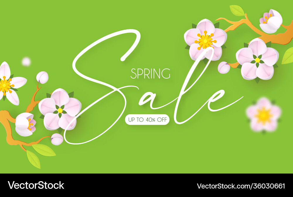 Spring sale design template with fresh flowers Vector Image