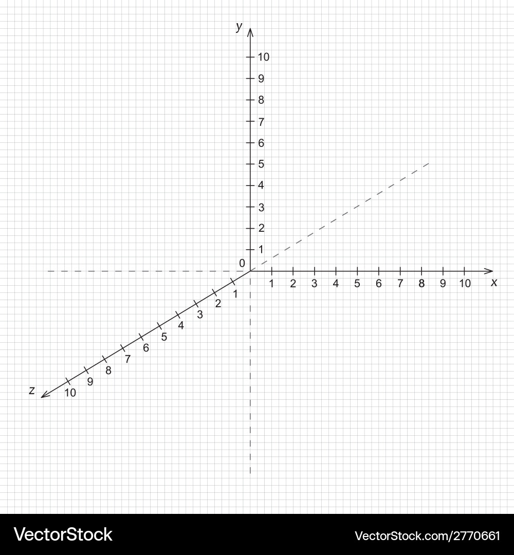 Triaxial system of coordinate on the grid Vector Image