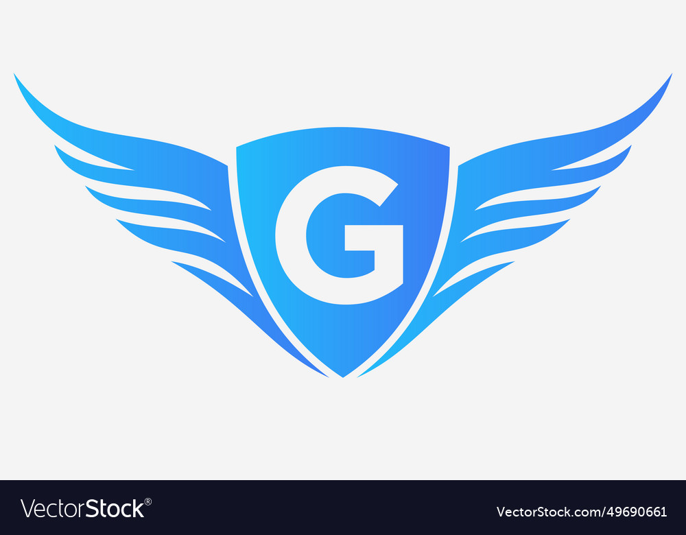 Wing logo on letter g for transportation symbol Vector Image