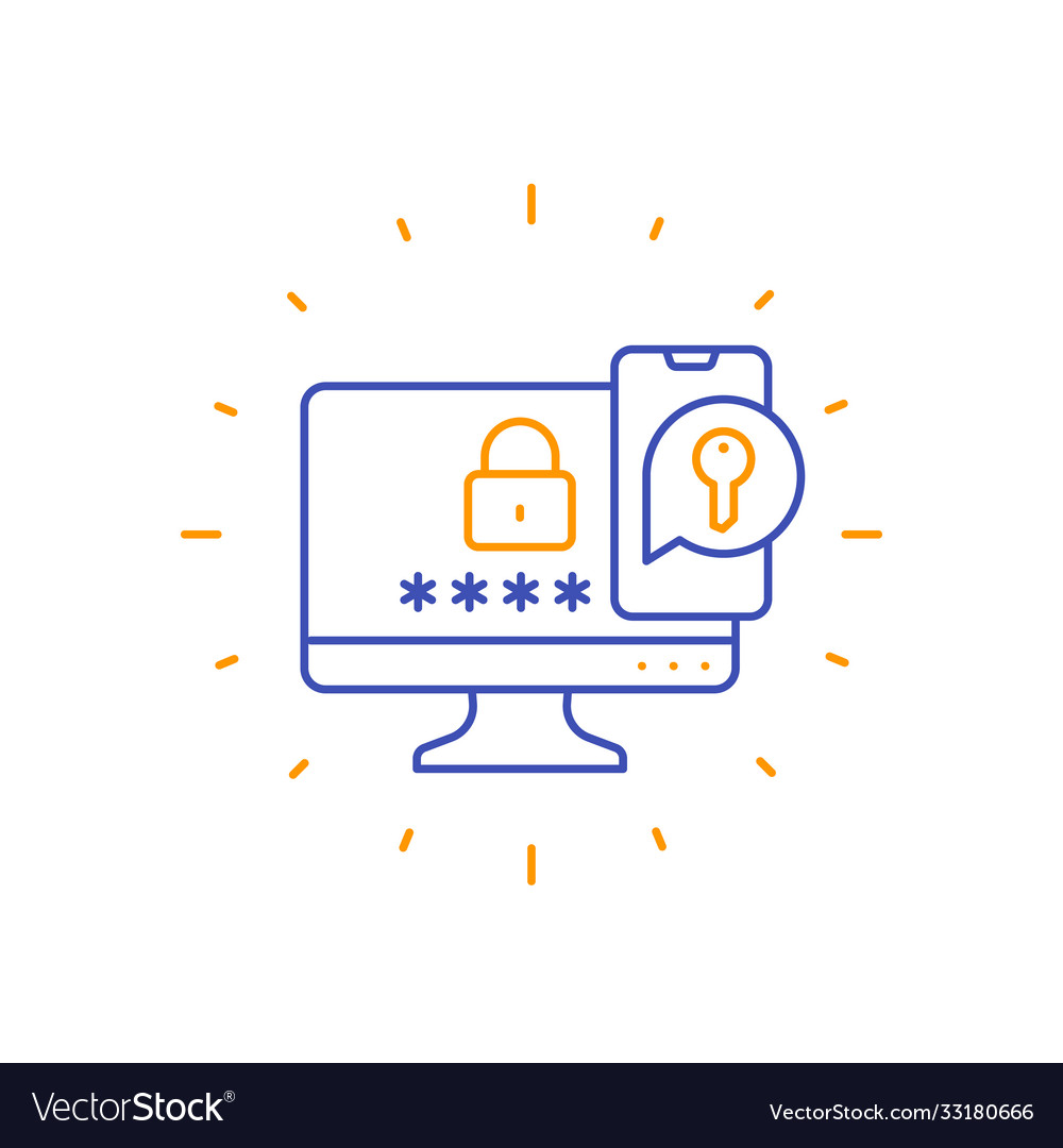 Authentication in two steps line icon Royalty Free Vector