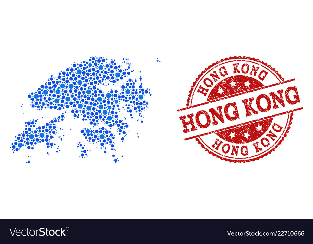 Collage Map Of Hong Kong With Connected Points Vector Image