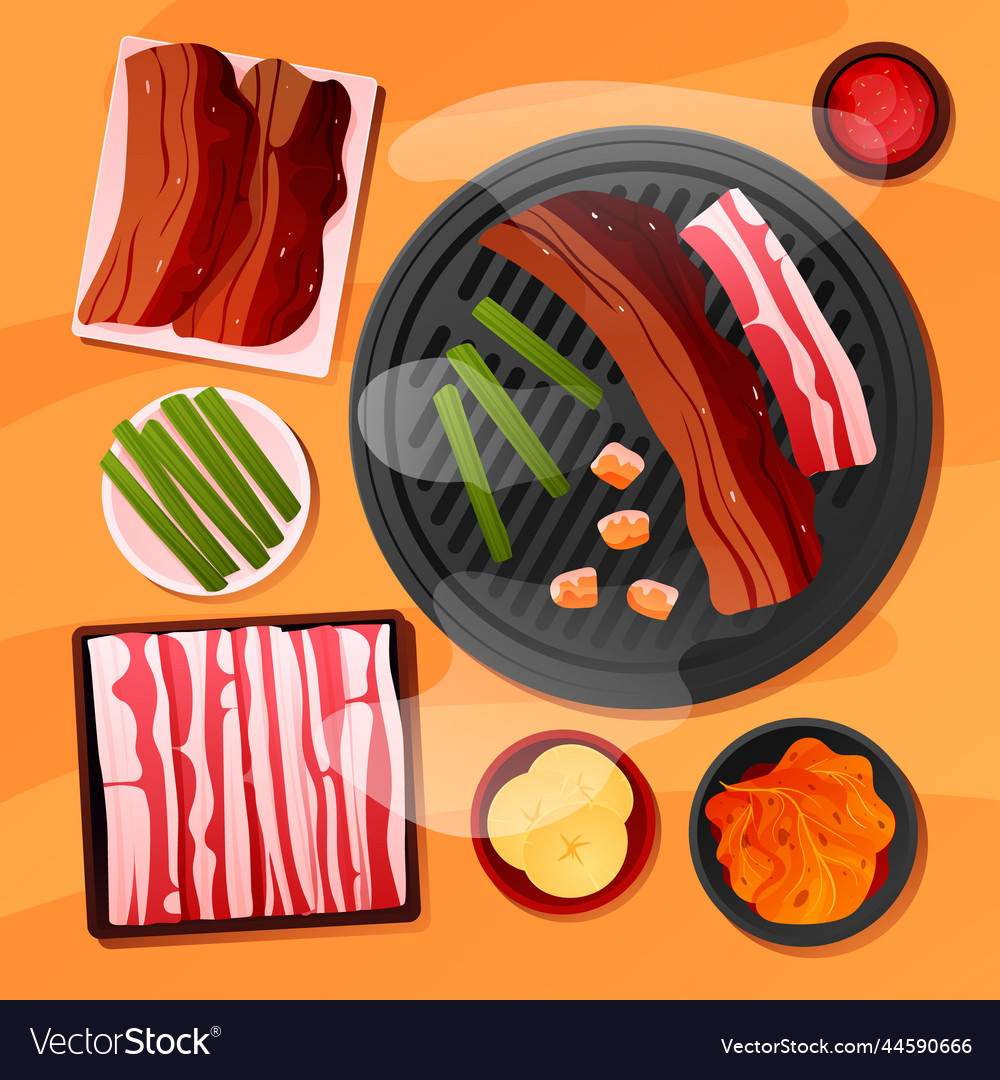 Delicious Korean Bbq Royalty Free Vector Image