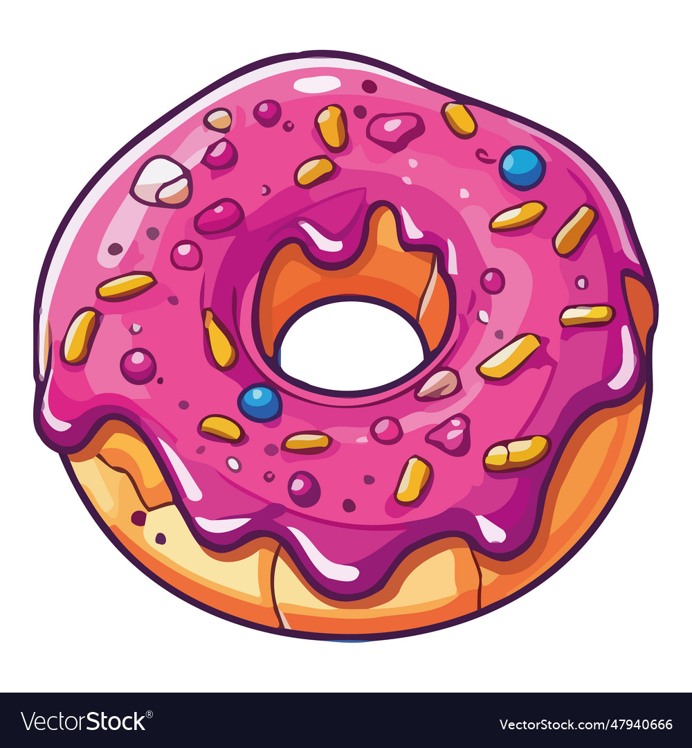 Donut with pink icing Royalty Free Vector Image