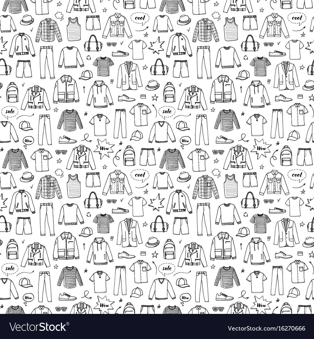 Hand drawn seamless pattern mens clothing