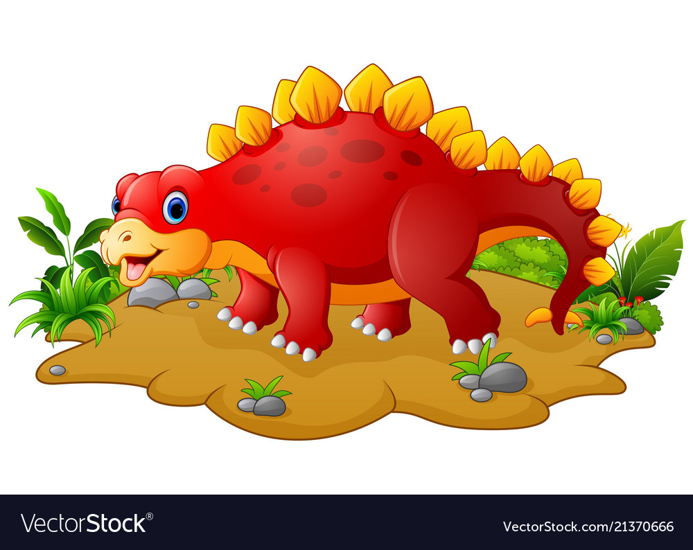 Happy red dinosaur cartoon