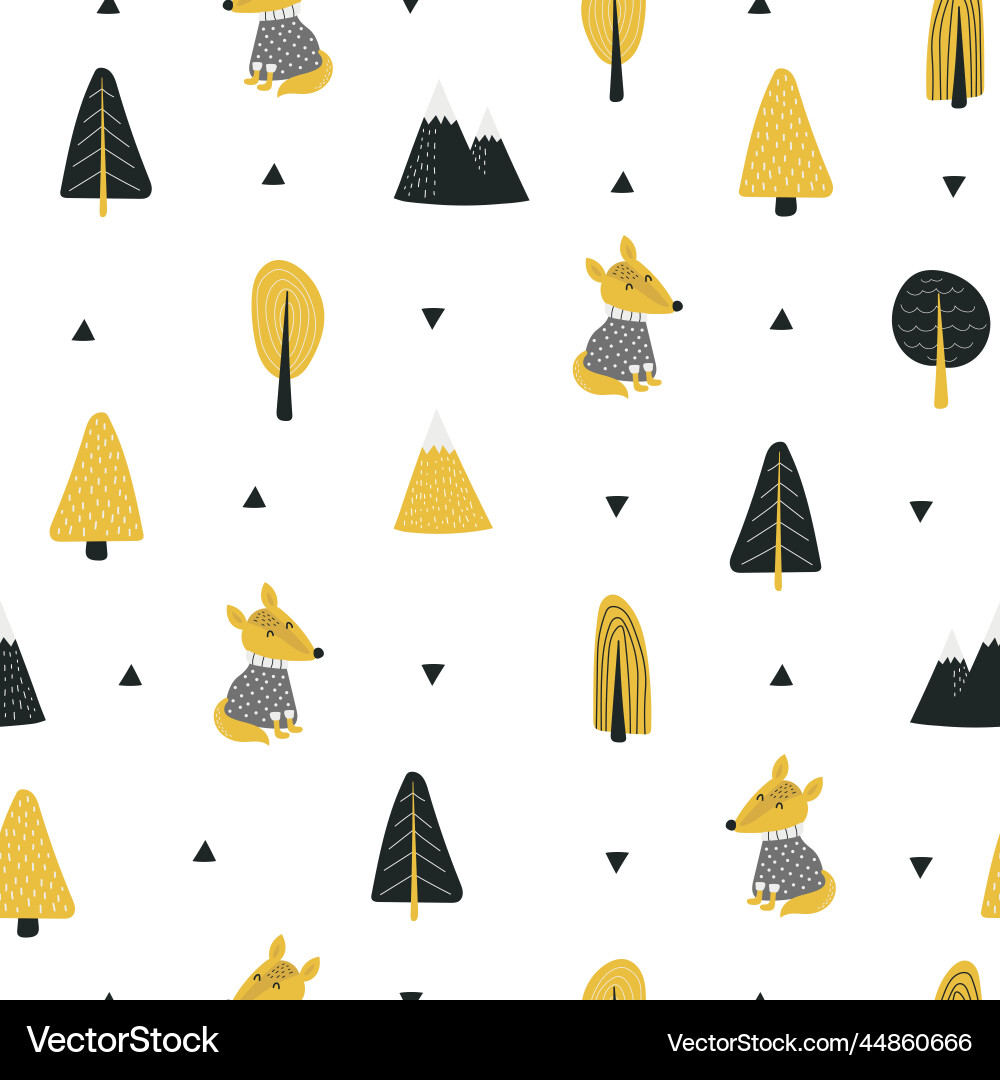 Mountain and fox seamless pattern modern design Vector Image