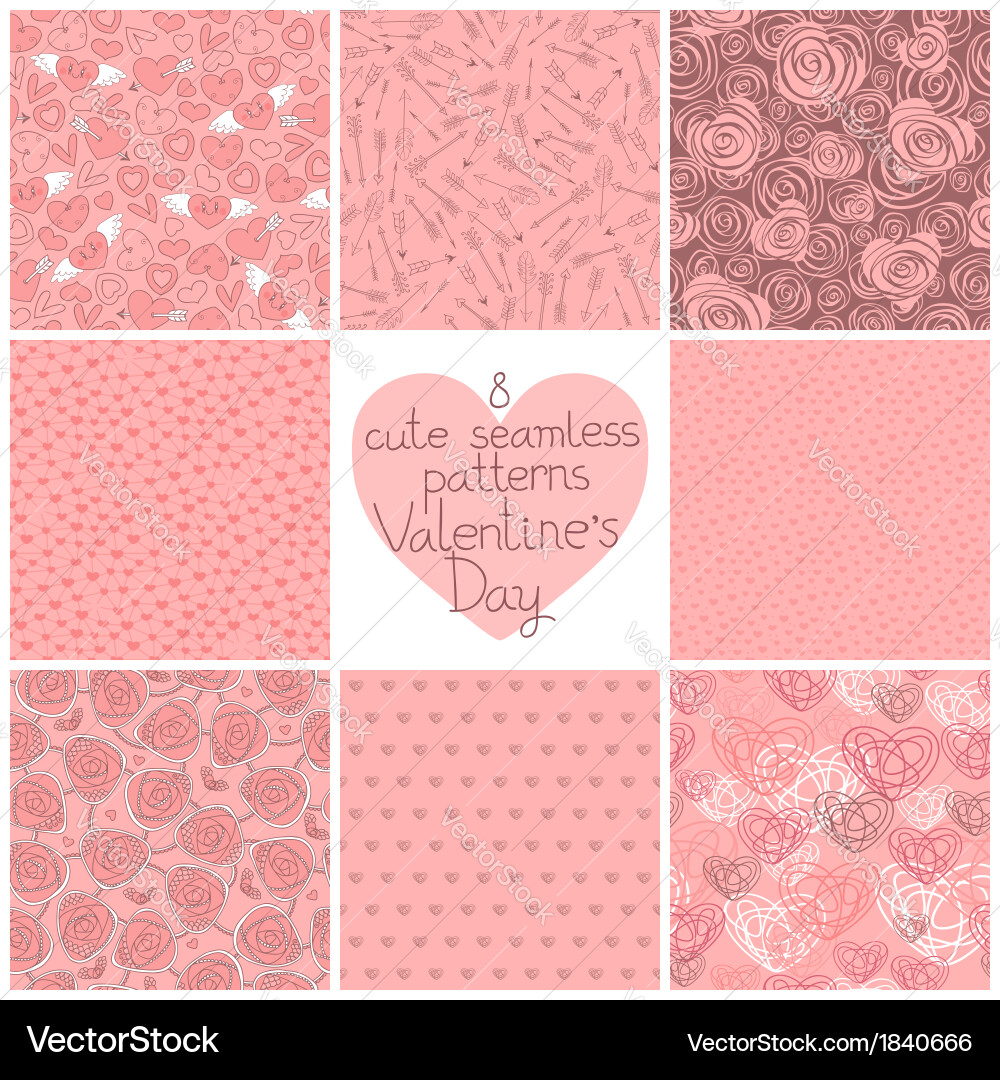 Seamless patterns valentines day Royalty Free Vector Image