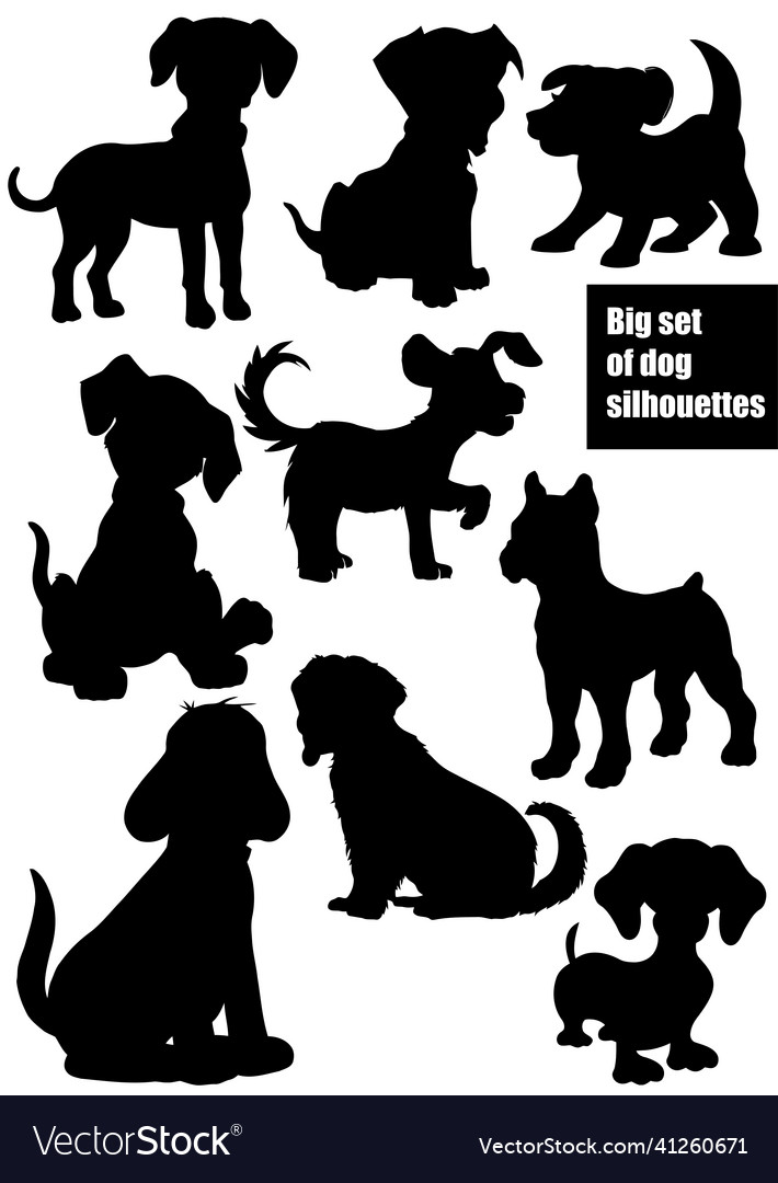 Black and white dog silhouettes