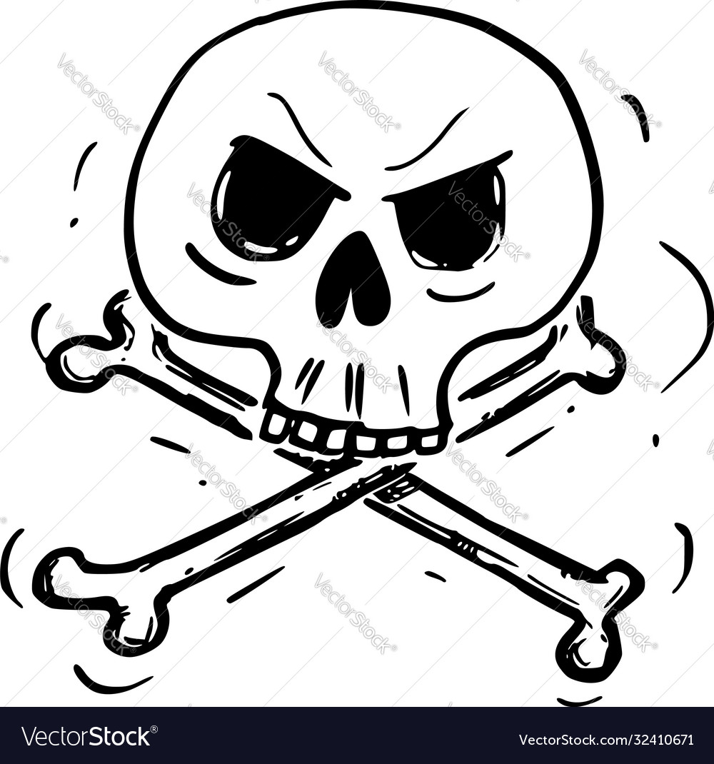 Cartoon crossbones skull and bones danger Vector Image